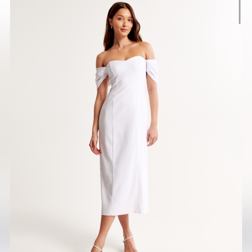 Abercrombie Clean Off-the-Shoulder Midi Dress